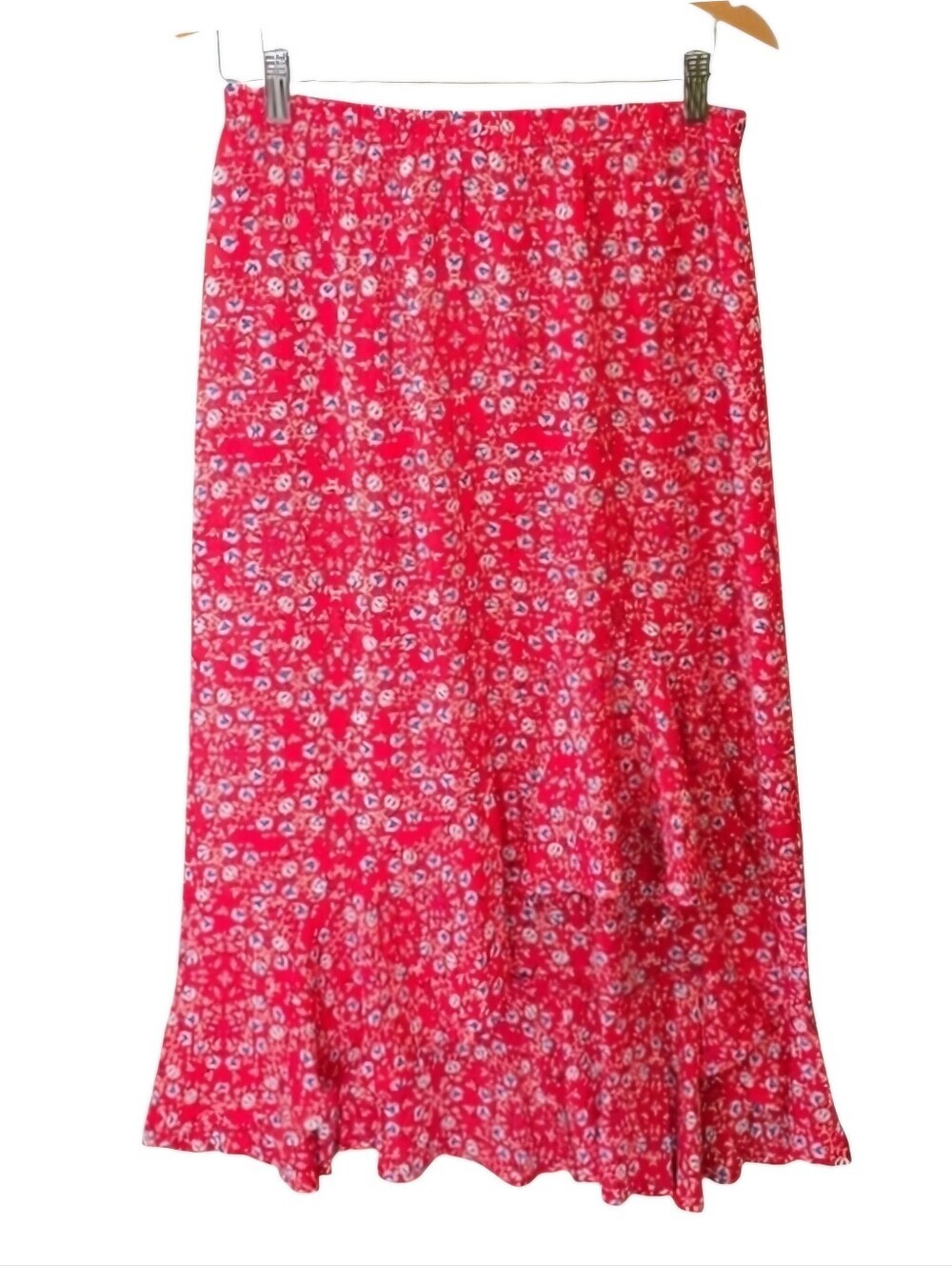 Maxi Studio Boho High Low Red Floral Peasant Skirt M